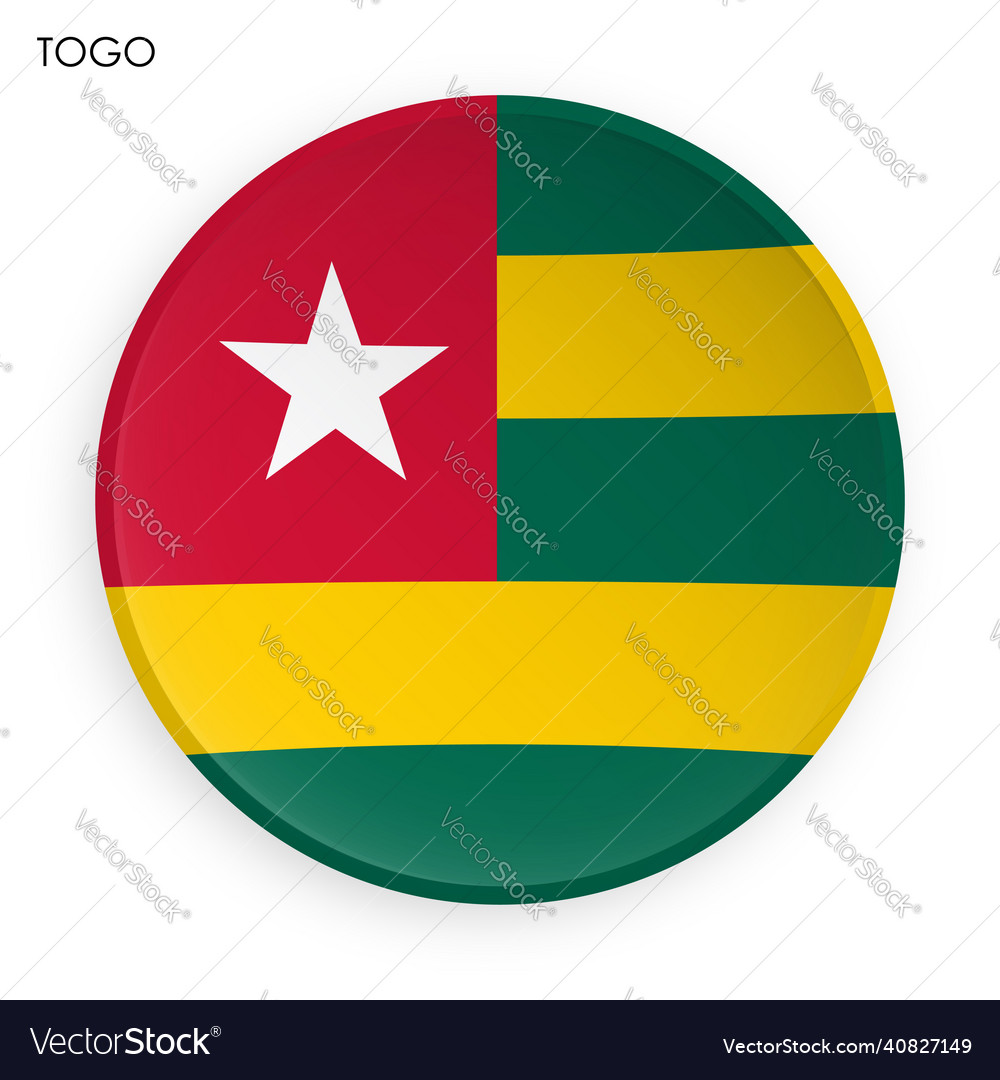 Togo flag icon in modern neomorphism style button