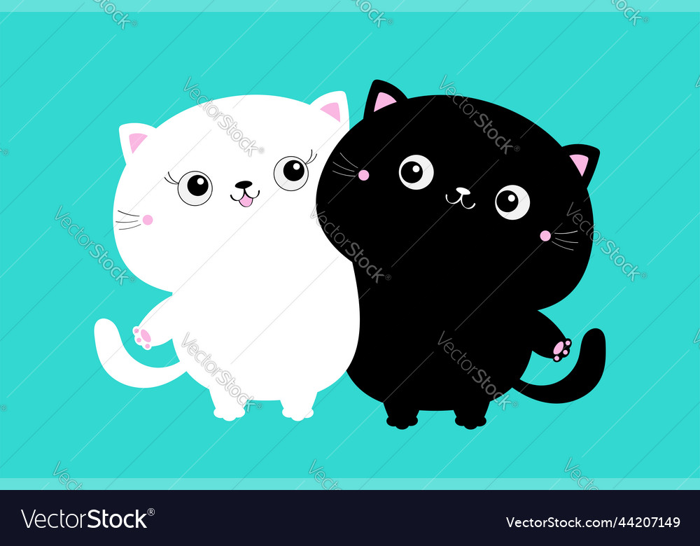 White black cat hugging family couple hug Vector Image