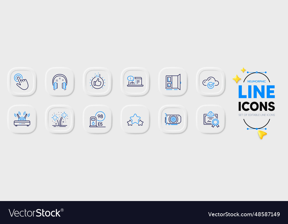 Wifi certificate and stars line icons for web app Vector Image Wifi certificate and stars line icons for web app