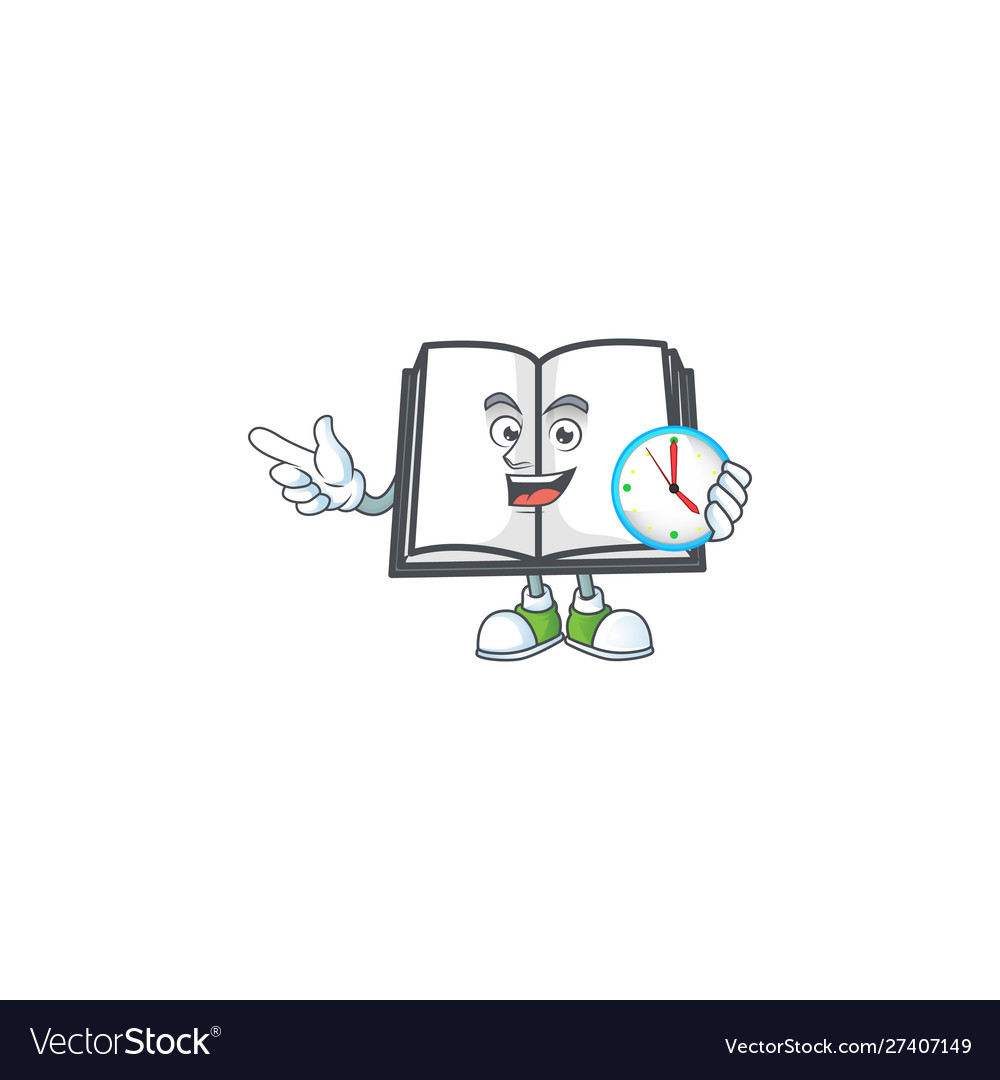 With clock open book character mascot style