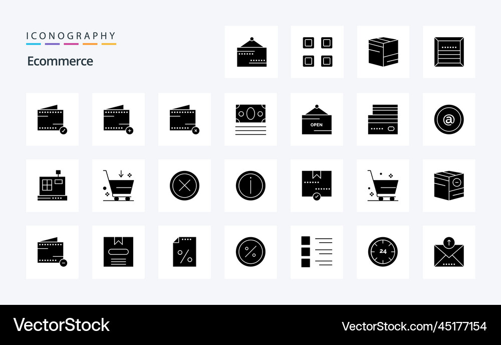 25 ecommerce solid glyph icon pack Royalty Free Vector Image