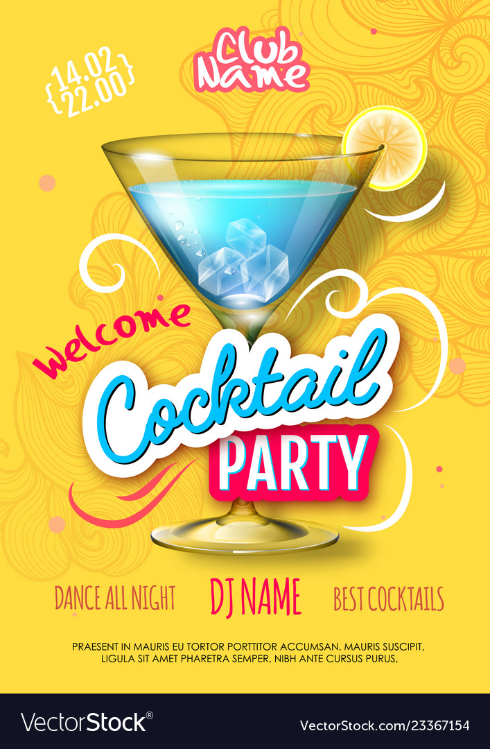 Cocktail party poster in eclectic modern style Vector Image