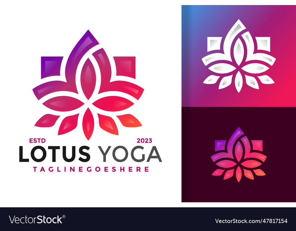 Colorful lotus yoga logo design symbol icon