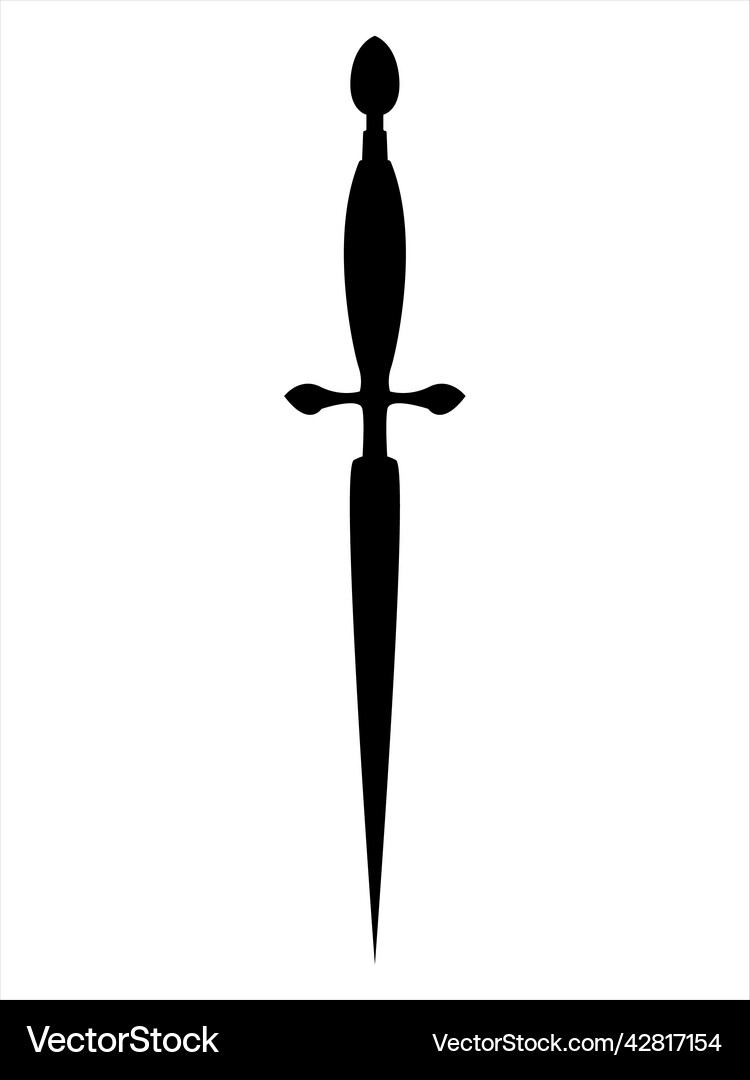 Dagger in retro style black color silhouette Vector Image