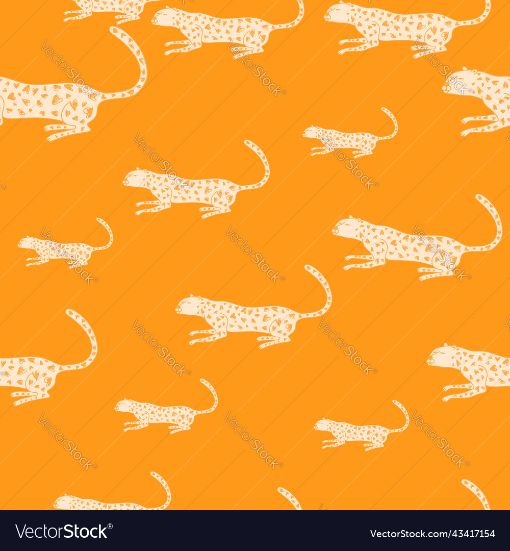 Doodle cheetah seamless pattern hand drawn cute vector image Doodle cheetah seamless pattern hand drawn cute