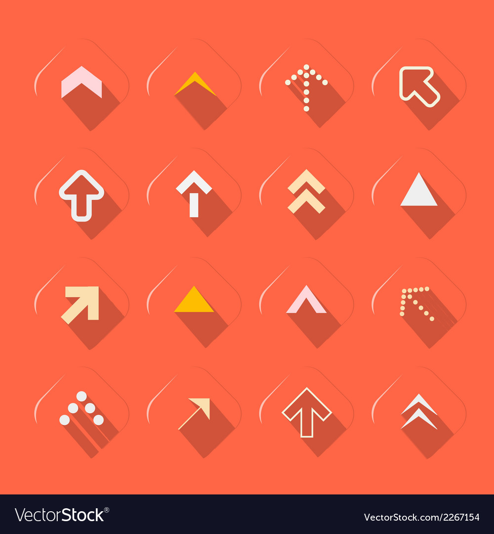 Flat design arrows set on red background