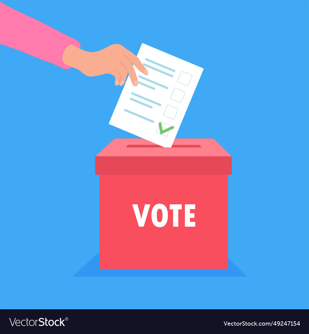 Hand puts vote bulletin into box Royalty Free Vector Image