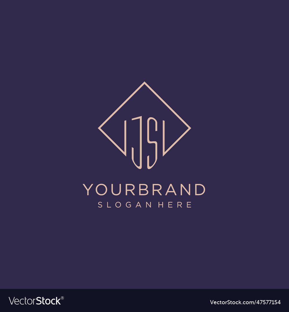 Initials js logo monogram with rectangle style