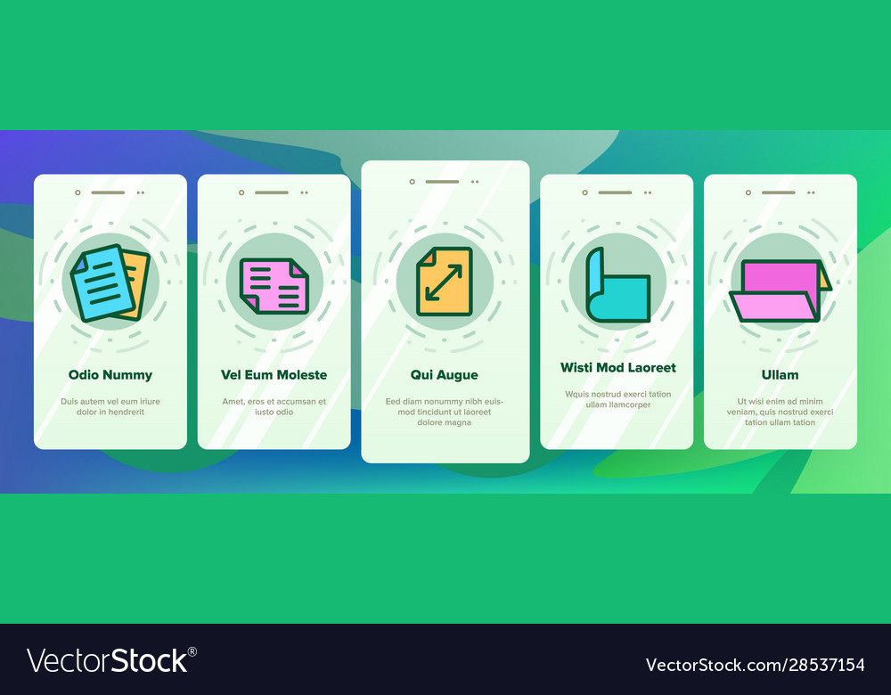 Leaflet paper onboarding icons set