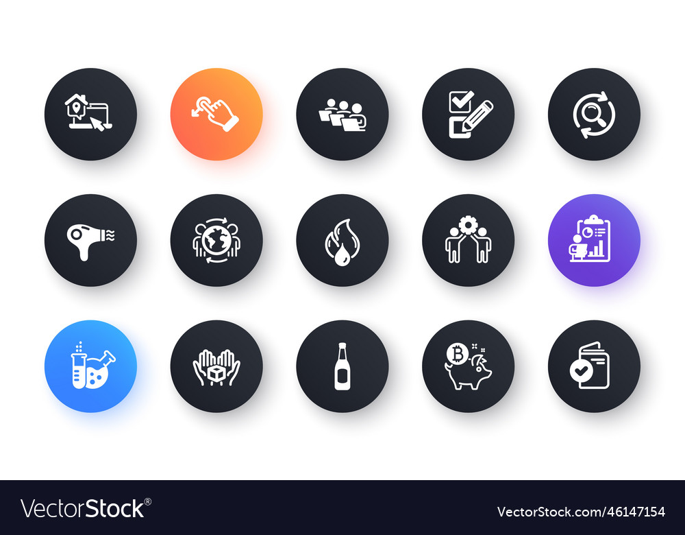 Minimaler Satz von Bitcoin Münzbier und Checkbox vector image Minimaler Satz von Bitcoin Münzbier und Checkbox