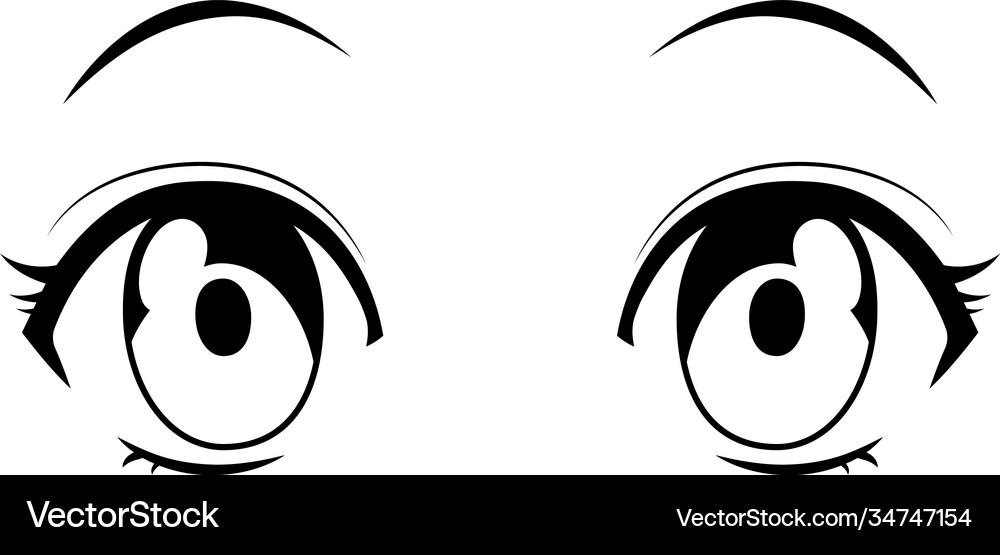 Monochrome cute anime-style eyes with normal Vector Image
