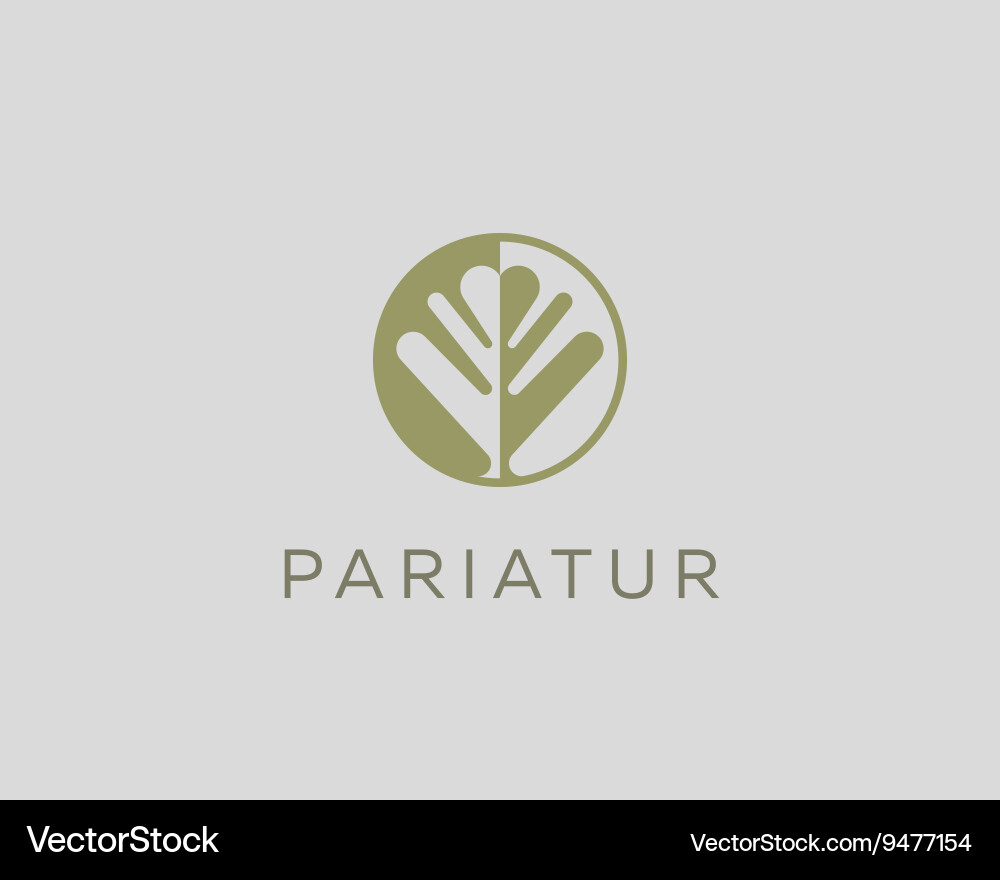 Negative space leaf shape circle tree logo design Vector Image