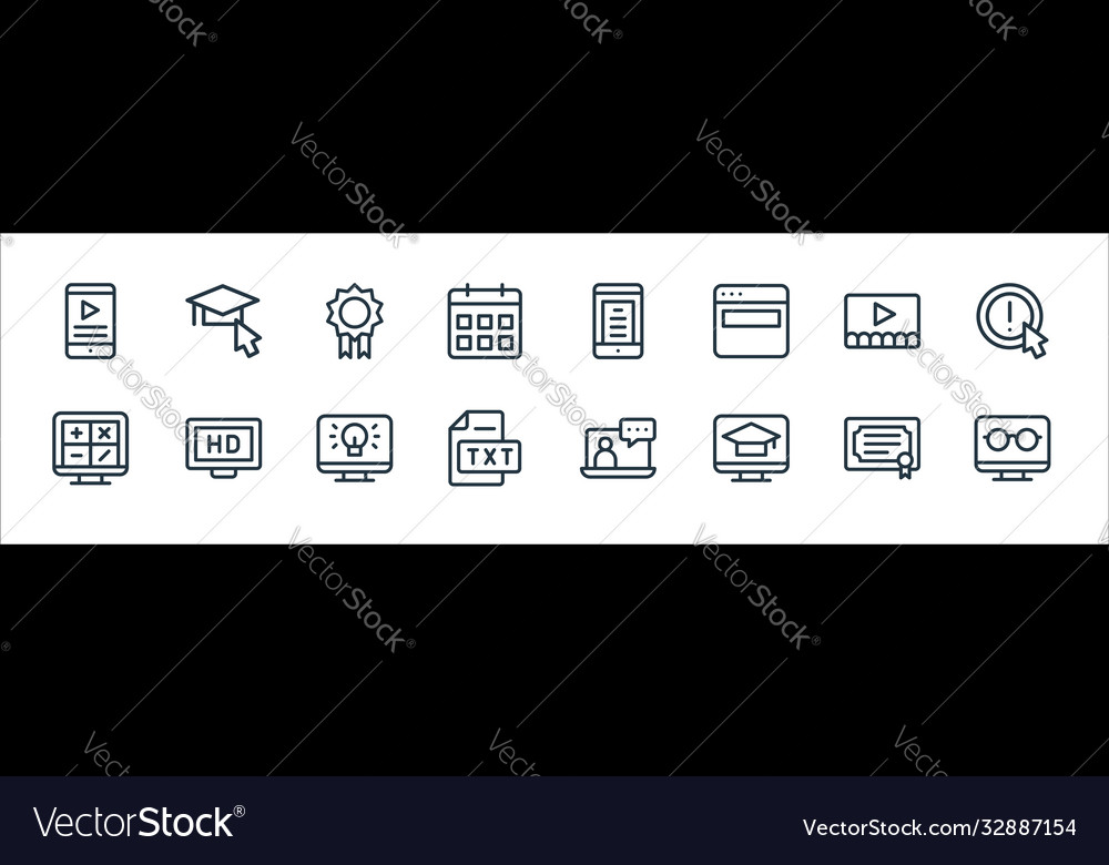 Online learning line icons linear set quality