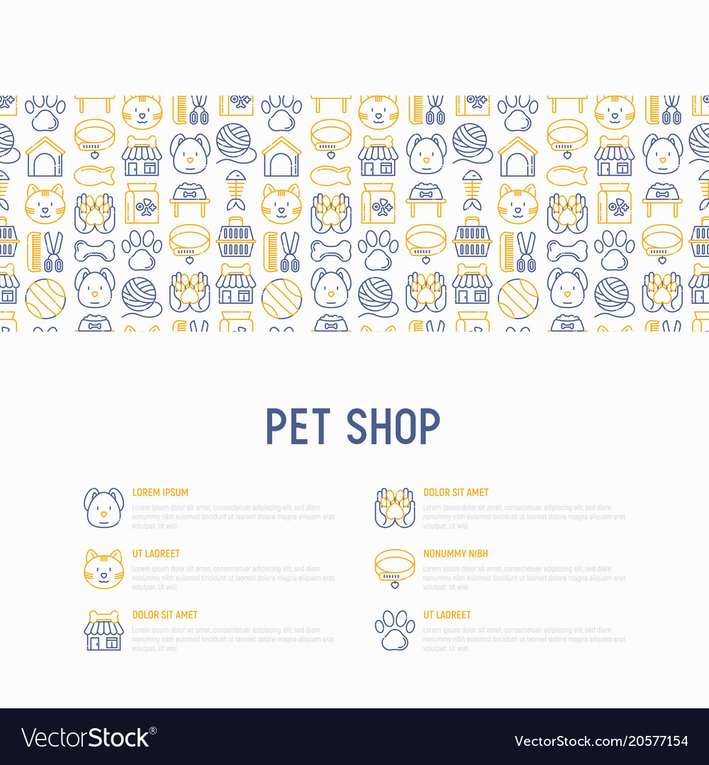 Pet shop concept with thin line icons