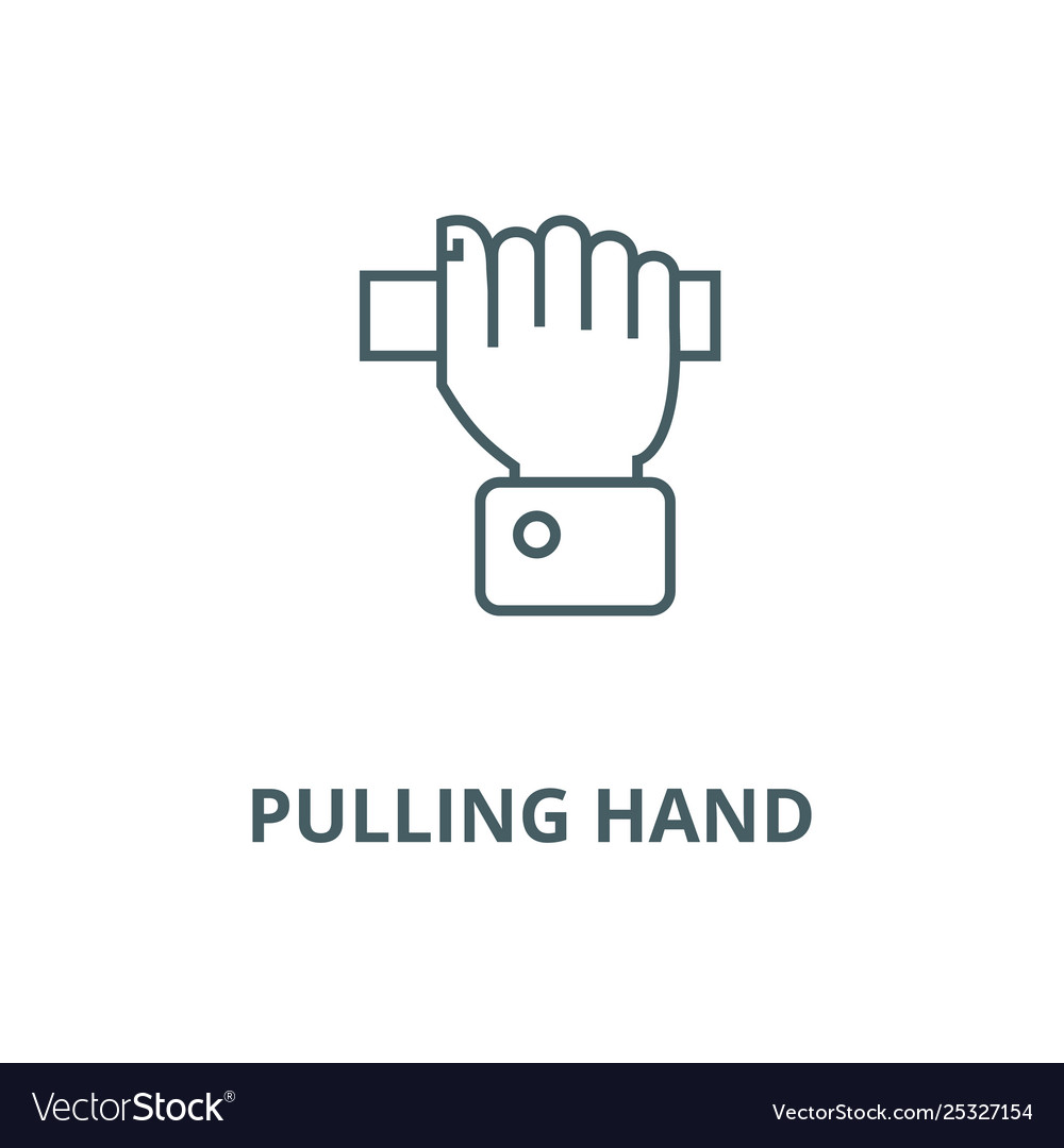 Pulling hand line icon linear concept
