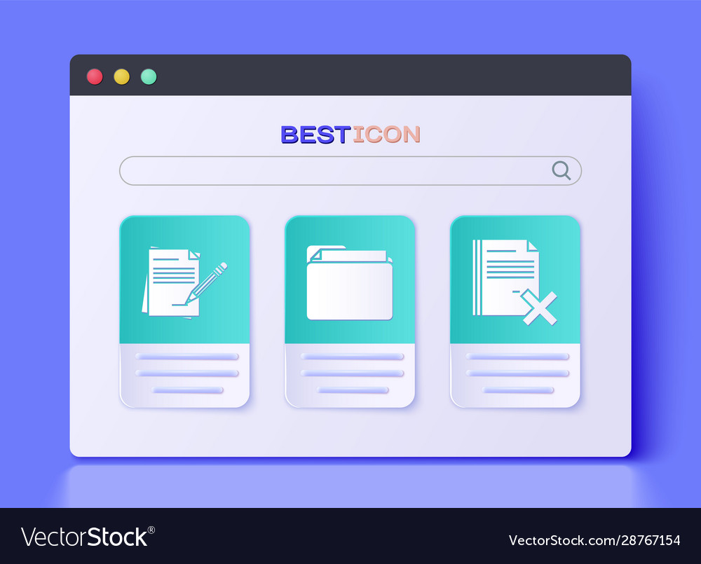 Set document folder blank notebook and pencil vector image Set document folder blank notebook and pencil