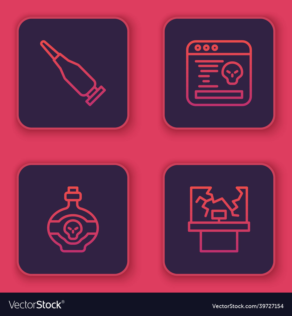 Set line bullet poison in bottle system bug vector image Set line bullet poison in bottle system bug