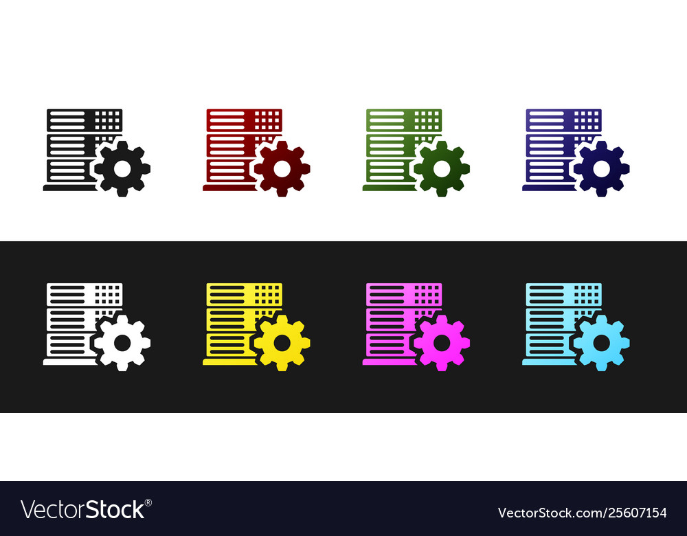 Set server setting icon isolated on black Vector Image Set server setting icon isolated on black