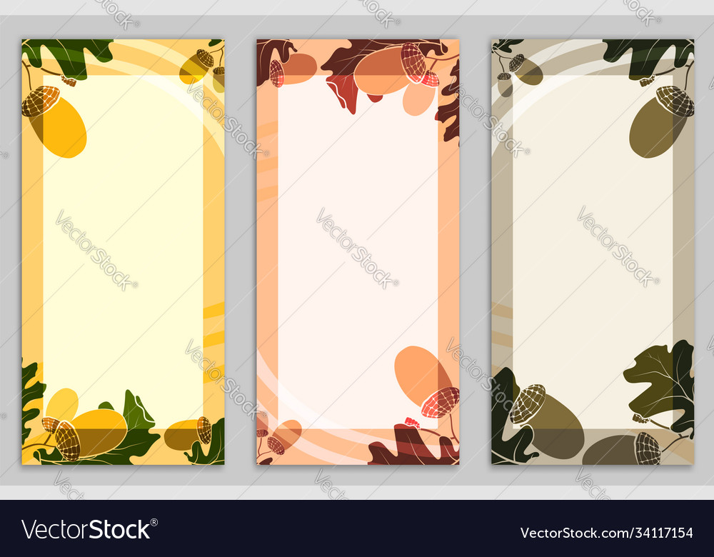 Set thanksgiving cards with oak leaves