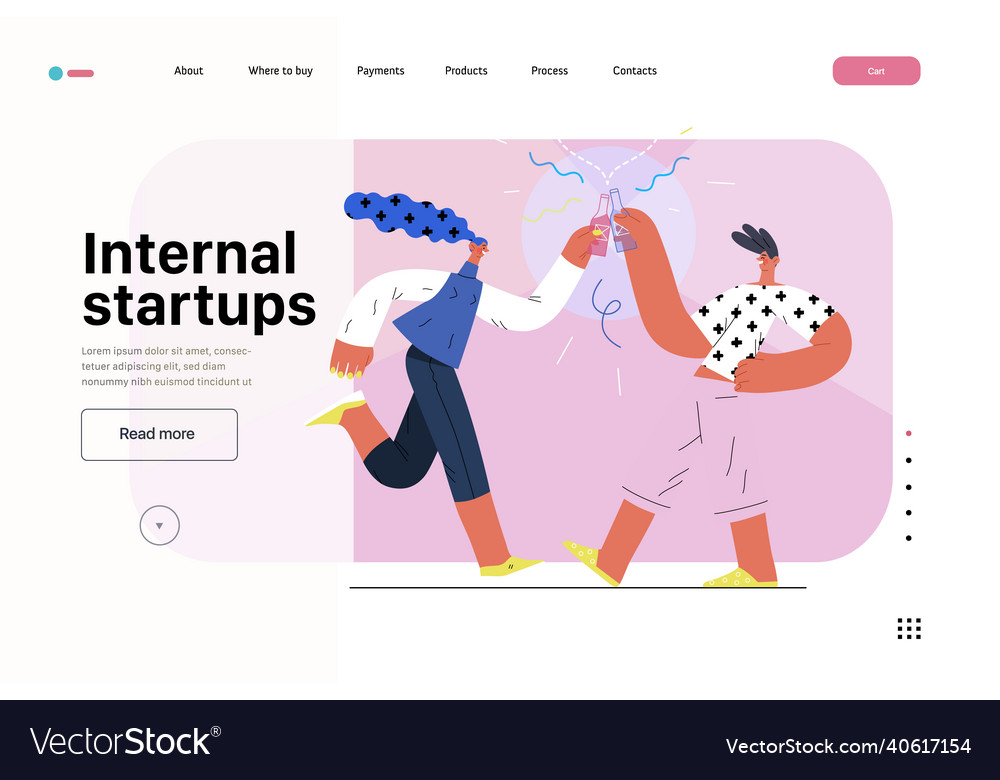 Startup website landing template vector image Startup website landing template