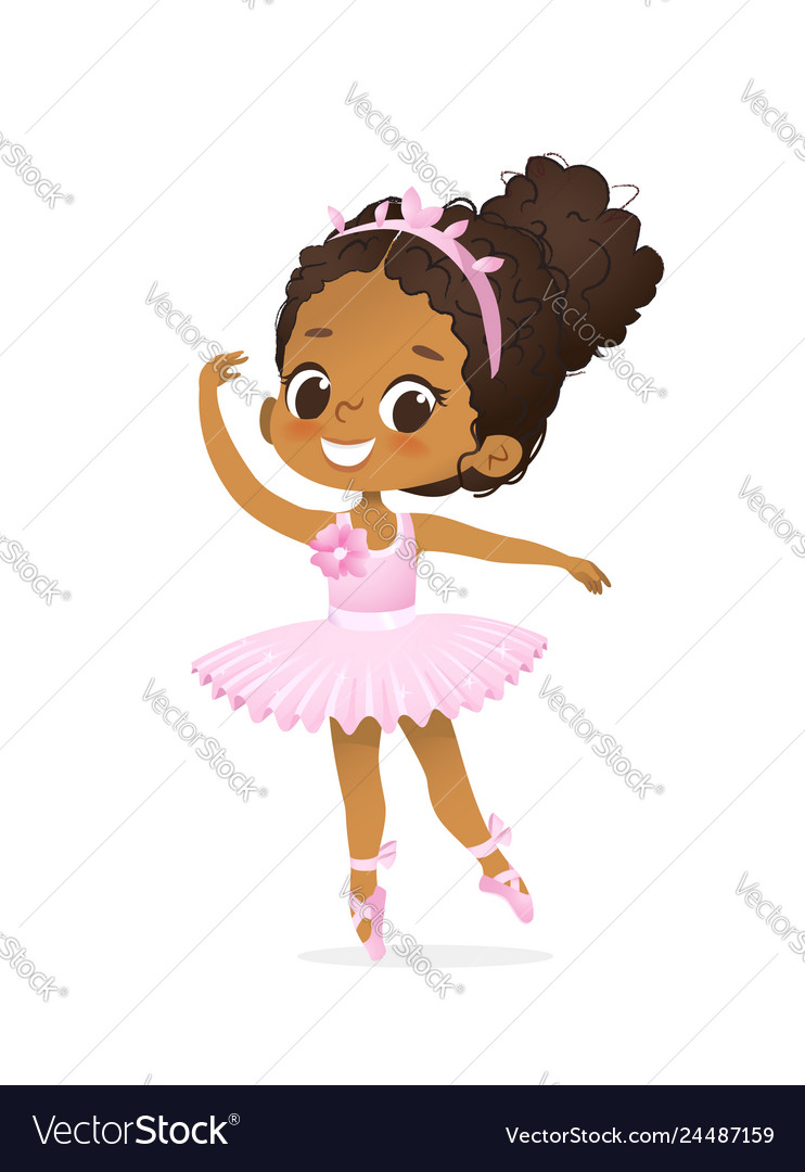 African american ballerina child dance pink tutu Vector Image