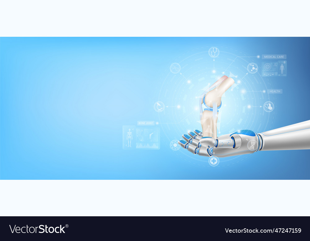 Bone joint cartilage float away from in robot vector image Bone joint cartilage float away from in robot