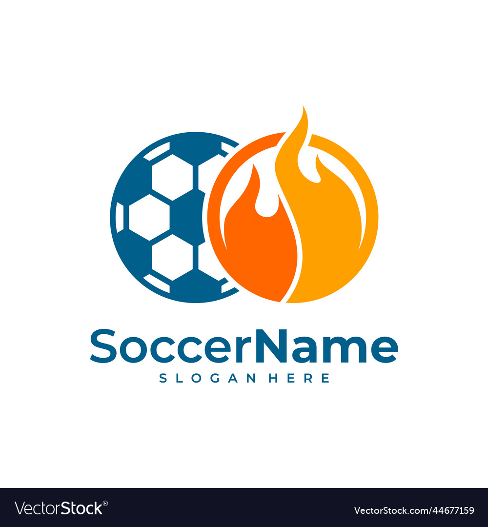 Fire soccer logo template football design