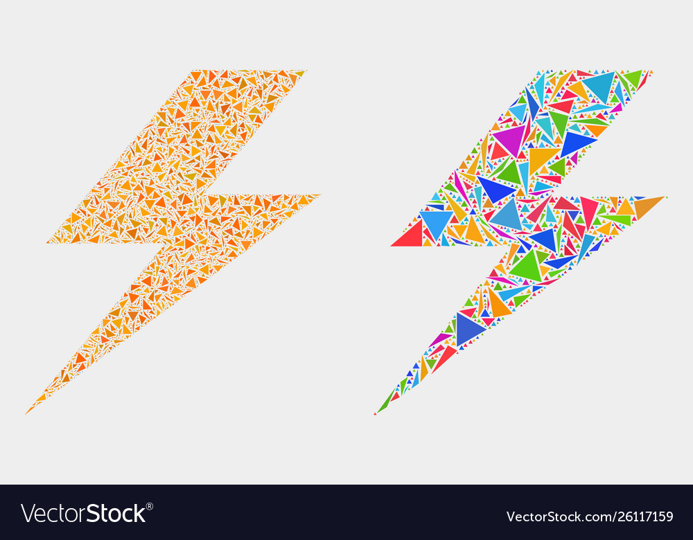 Flash mosaic icon triangle items vector image Flash mosaic icon triangle items
