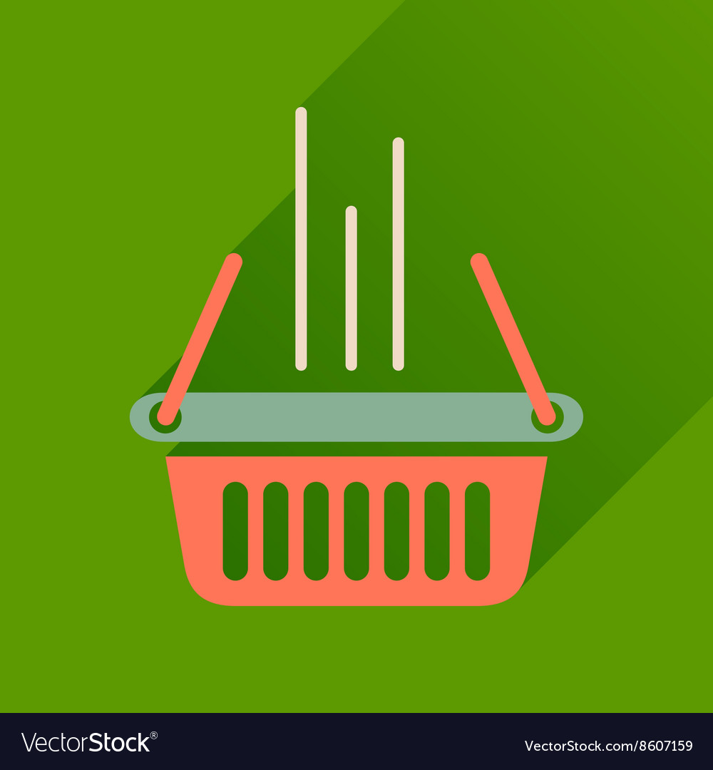 Flat icon with long shadow shopping basket