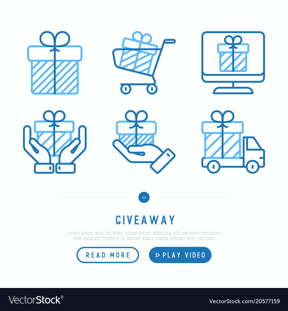 Giveaway or gifts thin line icons set