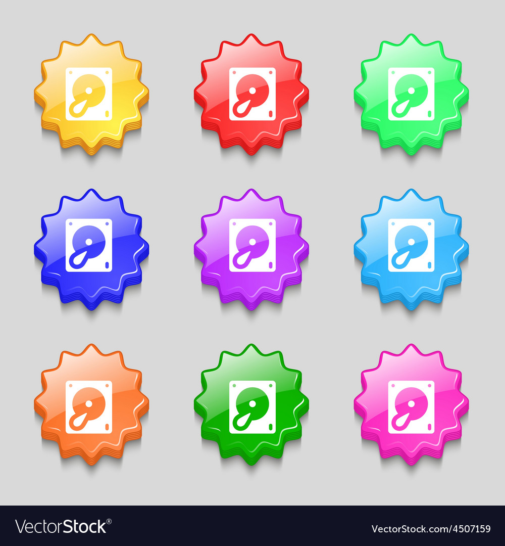 Hard disk and database icon sign symbol on nine