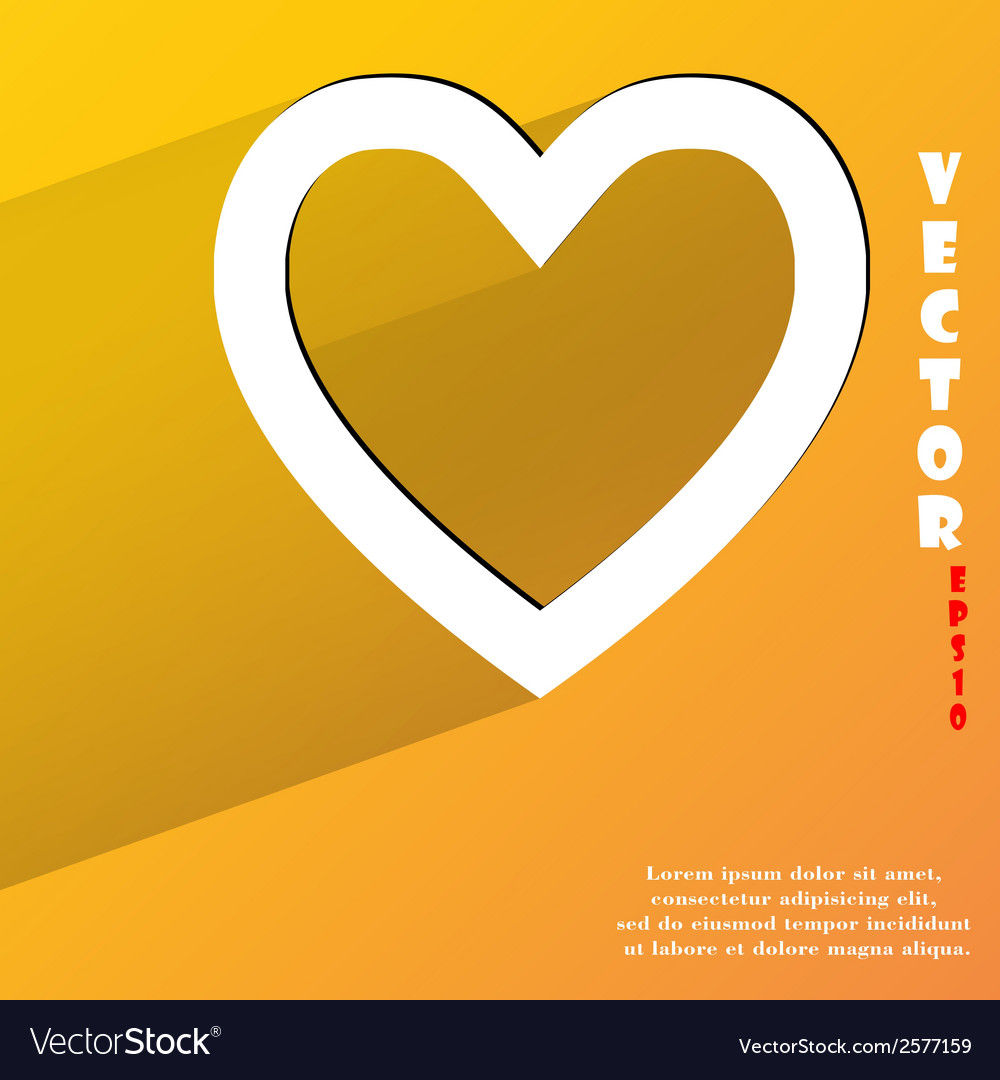 Heart flat modern web button with long shadow