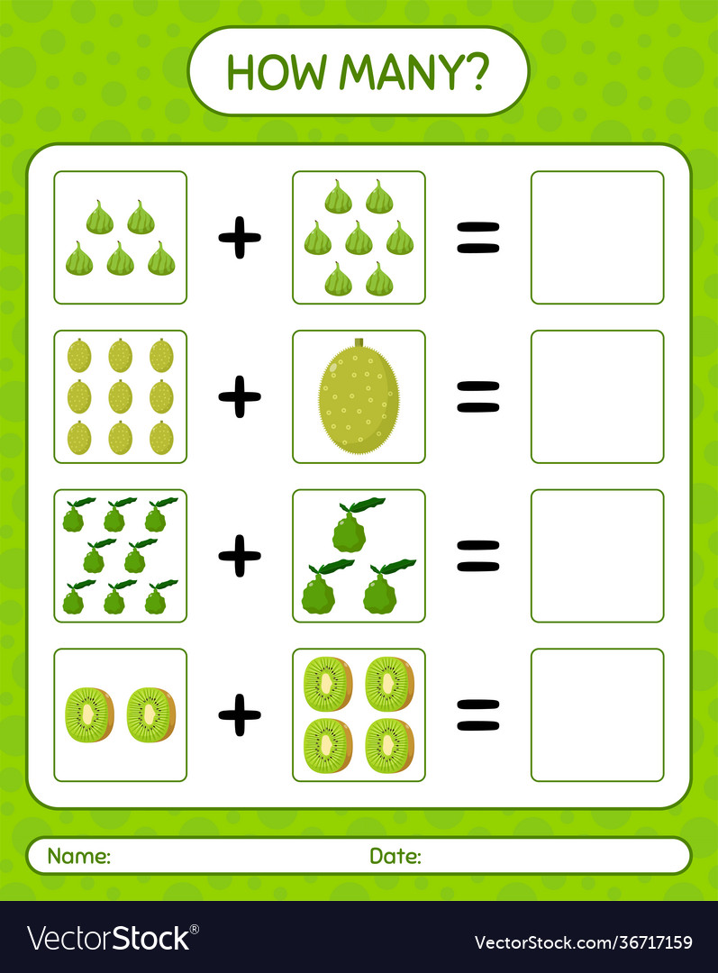 How many counting game with jackfruit kaffir lime Vector Image How many counting game with jackfruit kaffir lime
