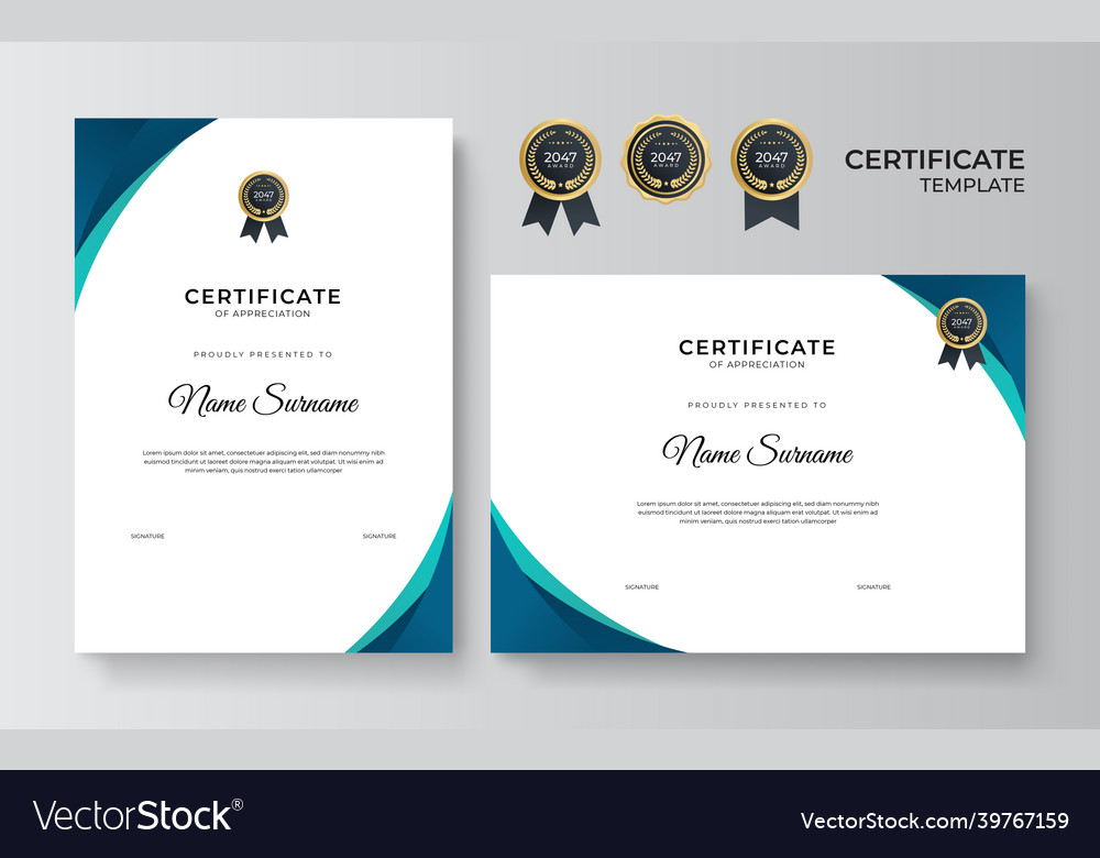 Modern elegant blue and green tosca diploma Vector Image