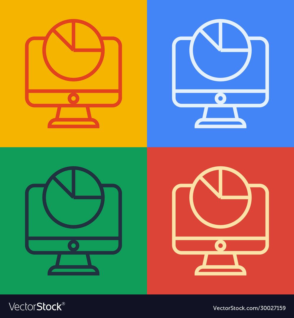 Pop-Art-Line-Computermonitor mit Diagrammdiagramm