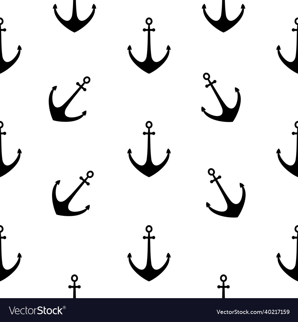 Seamless pattern with anchor on white