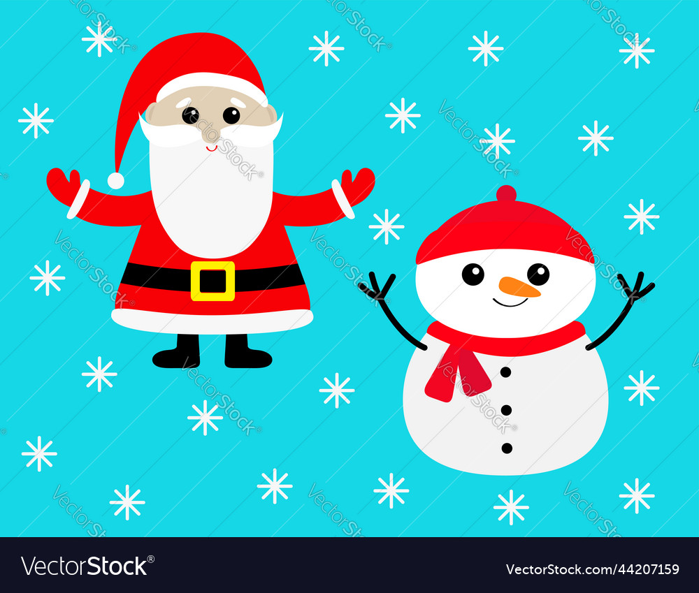 Snowman and santa claus icon merry christmas Vector Image