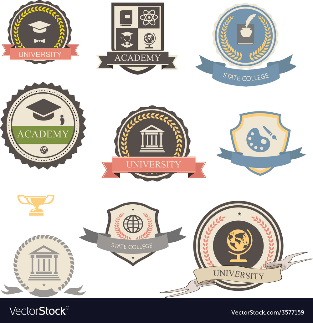 University college and academy heraldic emblems Vector Image