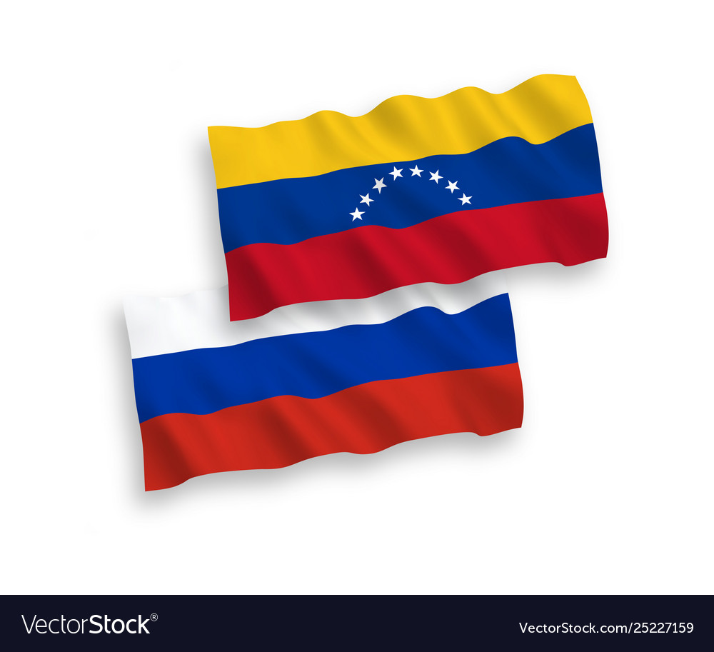 Venezuela & Russland Flaggen - Weißer Hintergrund