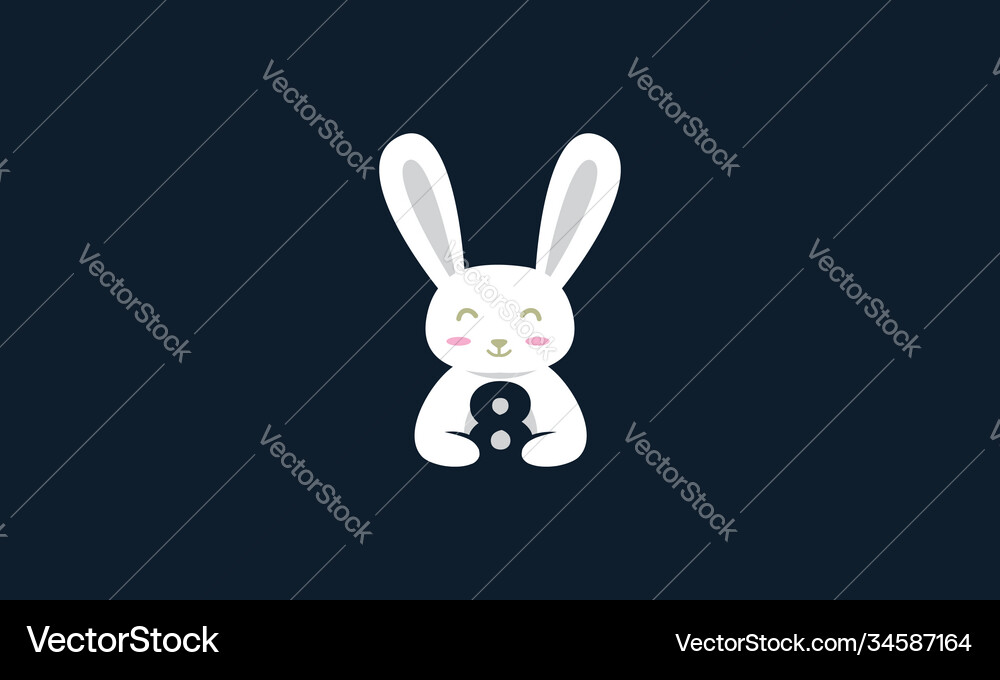 Animal pets rabbit bunny cute with number 8 Vector Image