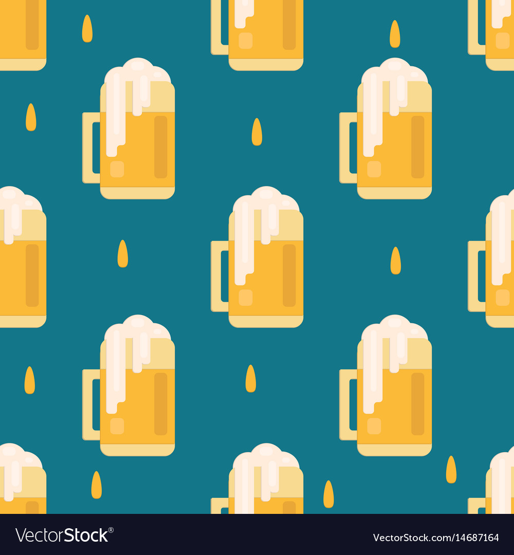 Beer mug pattern in flat style Royalty Free Vector Image