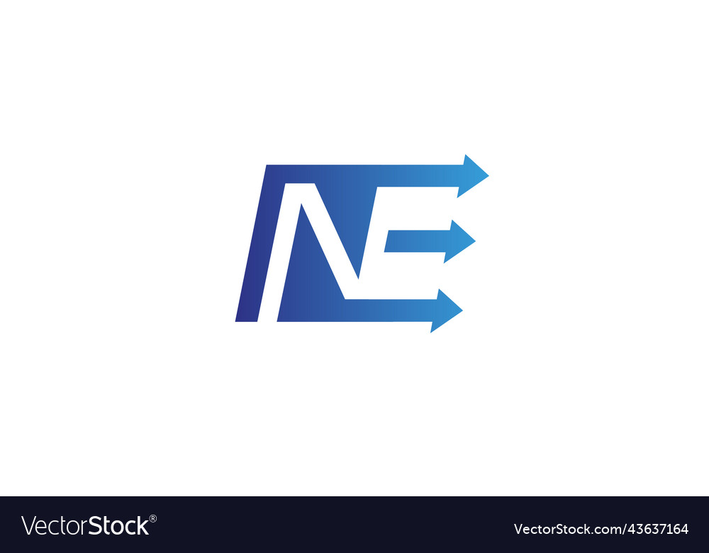 Creative n letter e arrows logo design icon vector image Creative n letter e arrows logo design icon