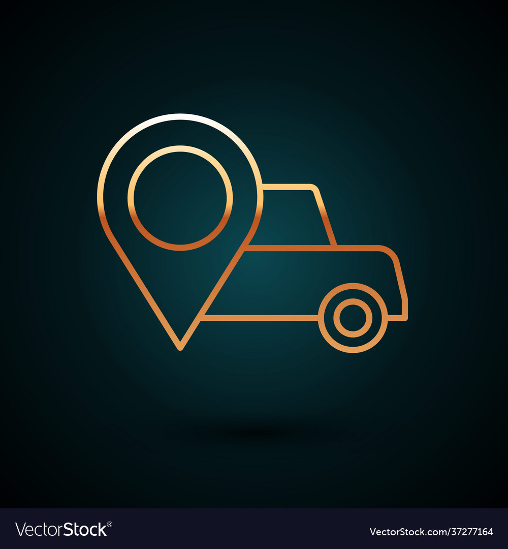 Gold line map pointer with taxi icon isolated vector image Gold line map pointer with taxi icon isolated