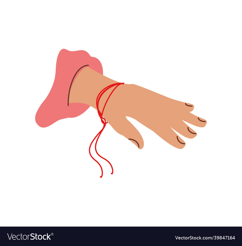 Hand showing red string