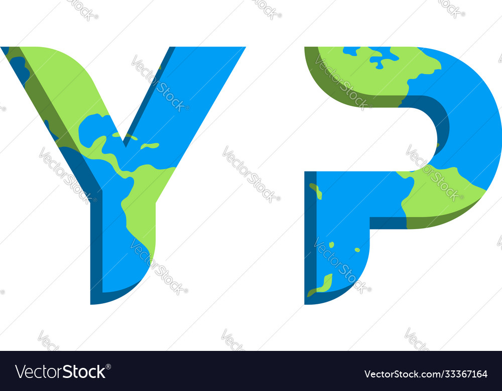 Initial yp logo design with world map style