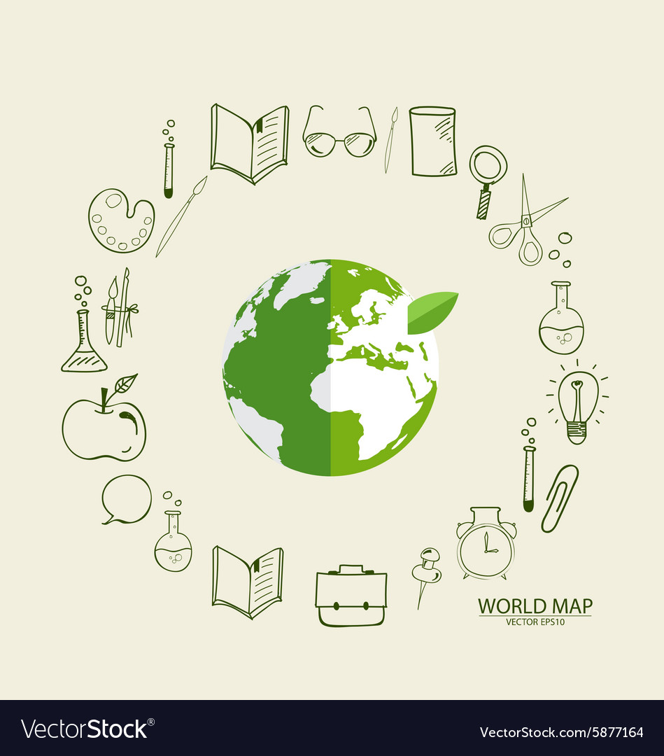 Modern globe with application icon template