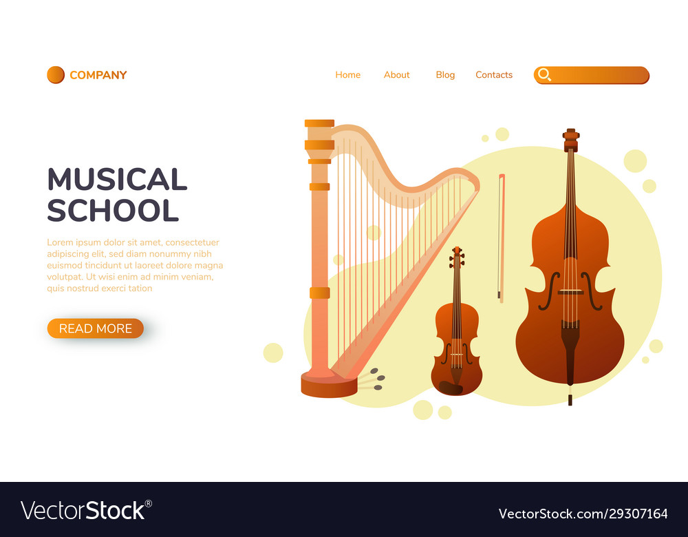 Musical landing page stringed instruments vector image Musical landing page stringed instruments