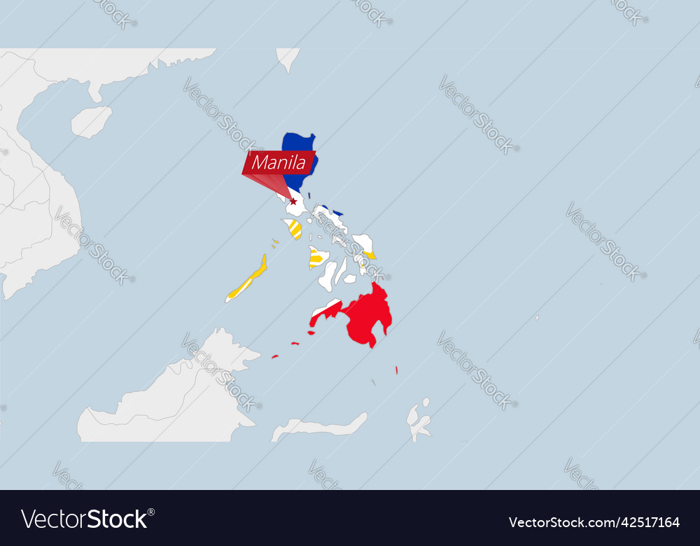 Philippines map highlighted in flag