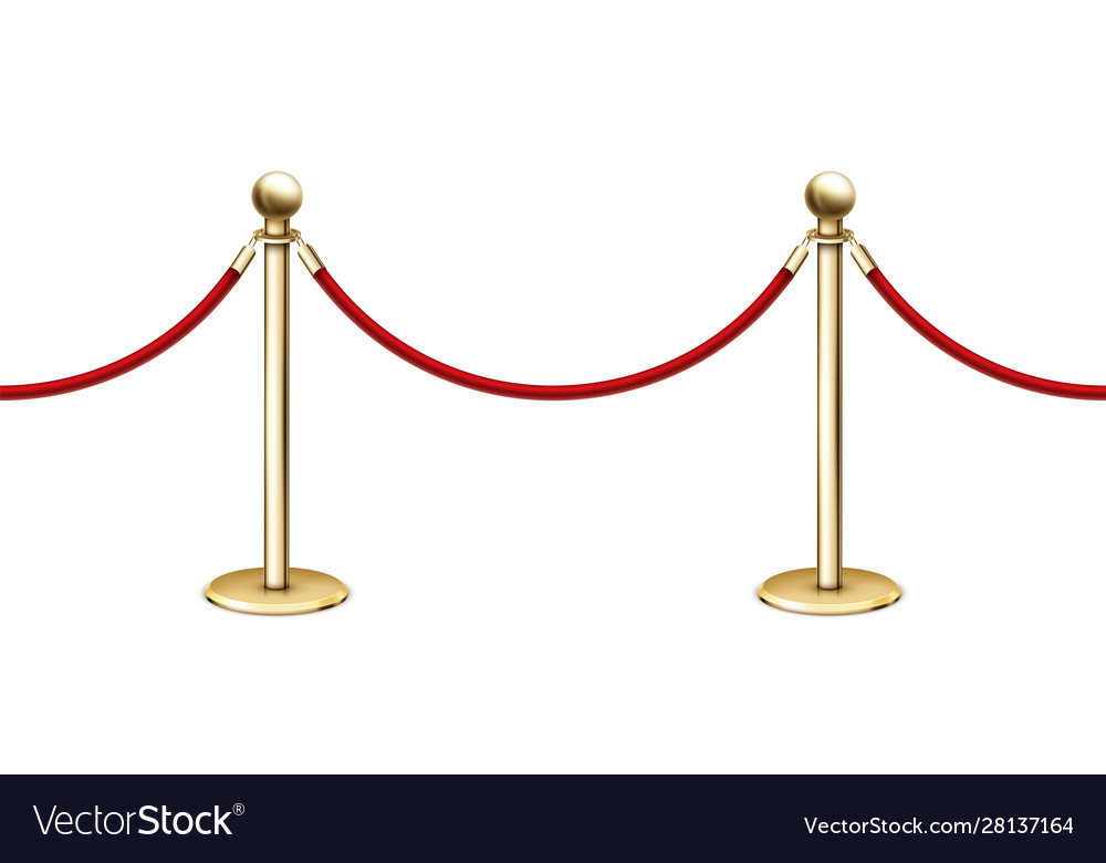 Realistic seamless golden barrier rope Royalty Free Vector