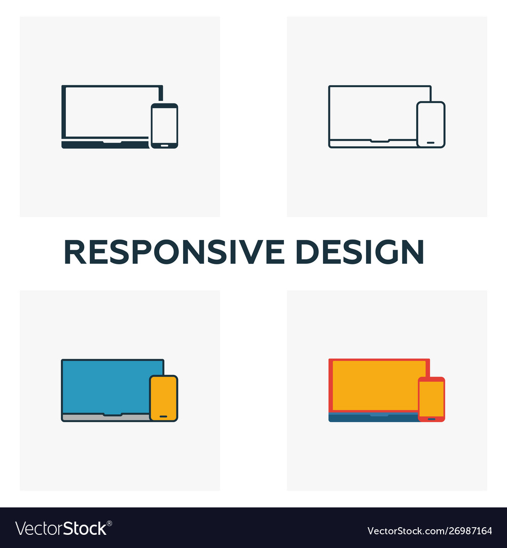 Responsive design icon set four elements Vector Image Responsive design icon set four elements